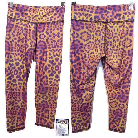 TEEKI GOLD AWAKENING LEOPARD HOT PANT Capris LEGGINGS Small (tag says large) - Picture 1 of 5